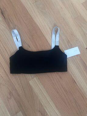 Athleta Black Bralette with SilverShimmer Straps